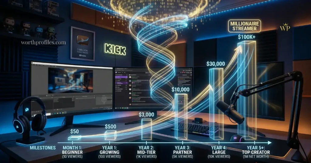 Adin Ross Net Worth 2026: Real Earnings, Kick Deal & Income Breakdown 5 Visual representation of Adin Ross net worth growth over time