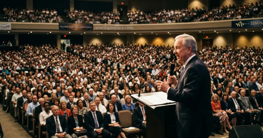 Bill Gothard Net Worth: Real Estimate, Income Sources & Financial Breakdown 2 Large seminar audience during religious speaking event