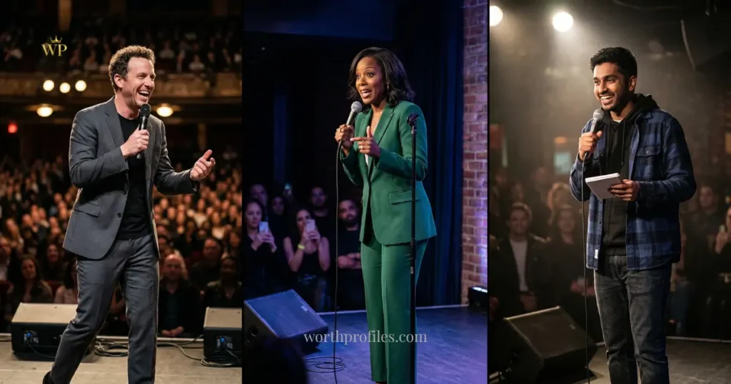 Chris Rock Net Worth 2026: Salary, Netflix Deals & Earnings Breakdown 5 Comedians performing on stage in comparison setting