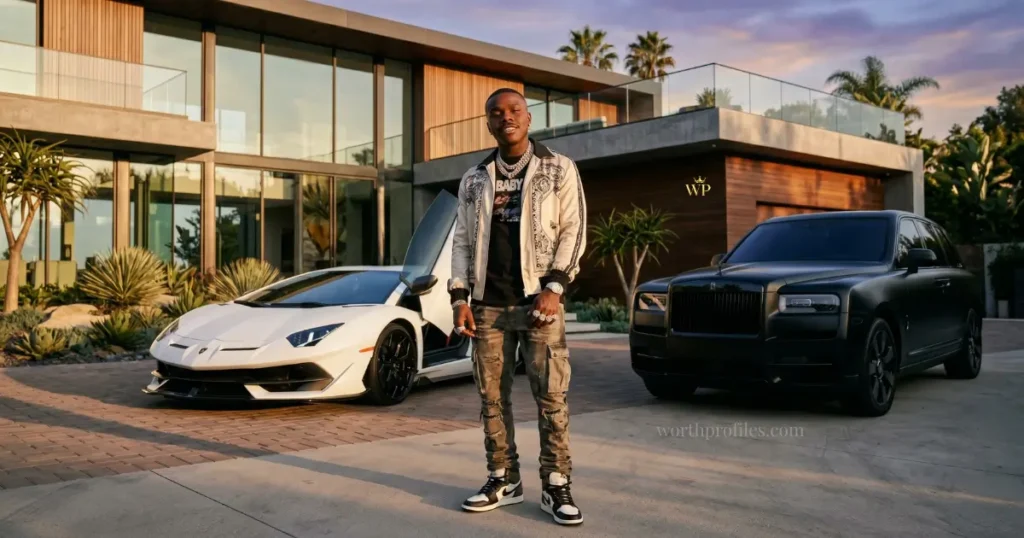 DaBaby net worth: How much is he worth in 2026? 5 DaBaby with luxury cars and house representing his assets and net worth