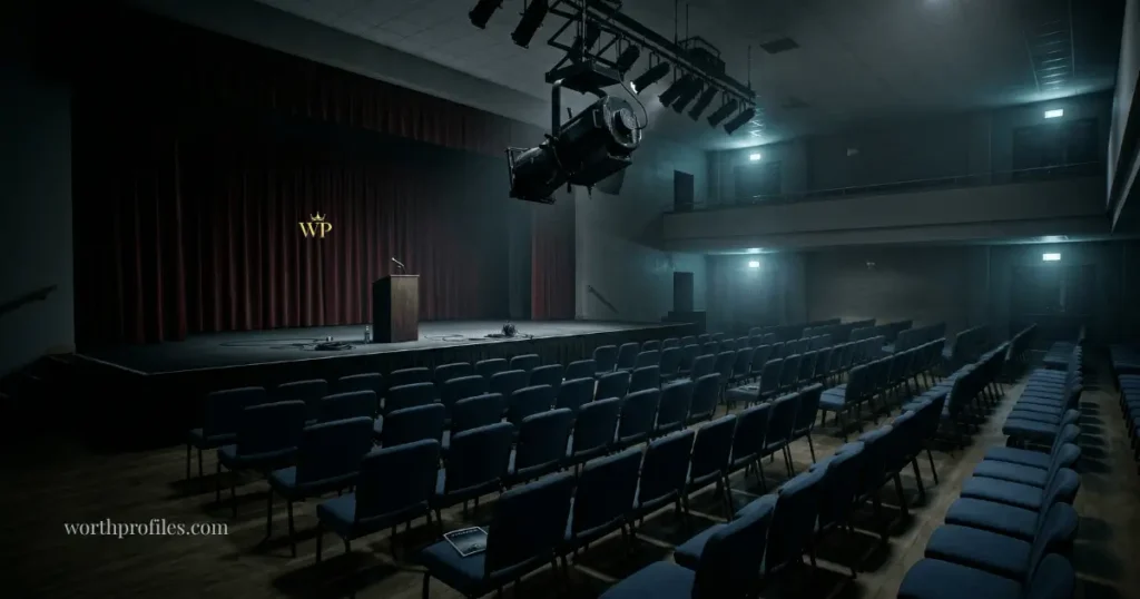 Bill Gothard Net Worth: Real Estimate, Income Sources & Financial Breakdown 5 Empty seminar hall representing decline in public activity