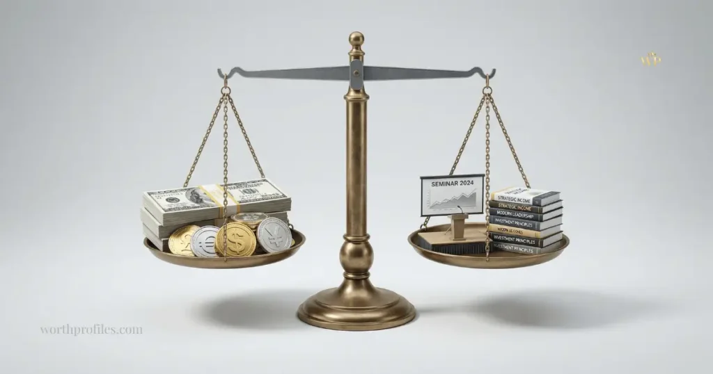 Bill Gothard Net Worth: Real Estimate, Income Sources & Financial Breakdown 4 Balance scale representing different income sources