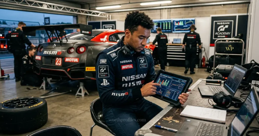 Jann Mardenborough Net Worth (2026): Income, Salary & Earnings Breakdown 1 Jann Mardenborough analyzing racing data in pit garage