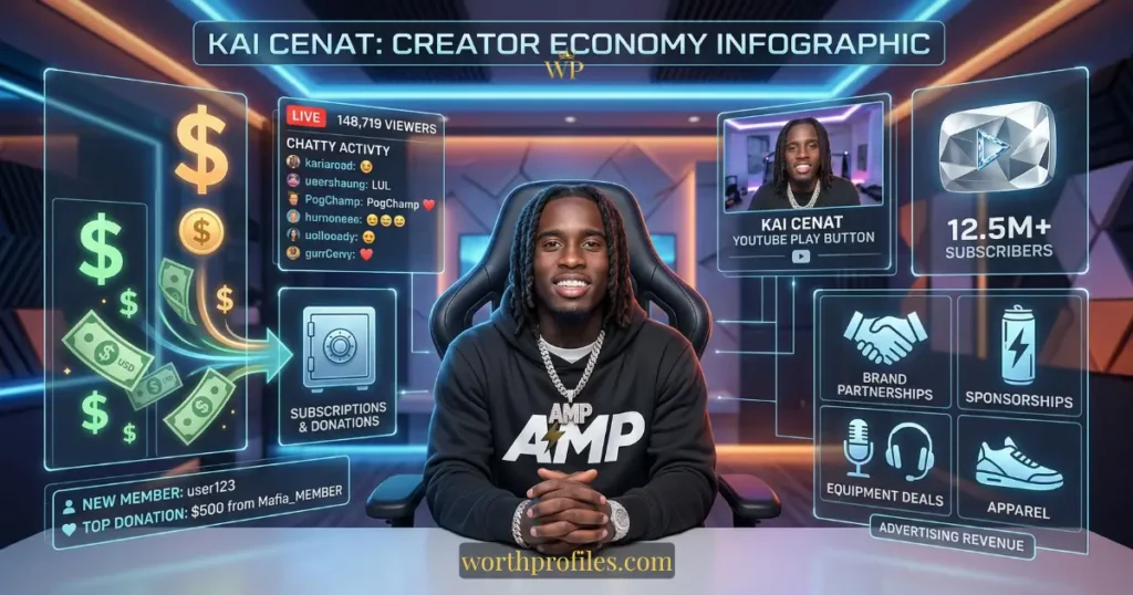 Kai Cenat Net Worth (2026): Earnings, Income & Full Breakdown 1 Kai Cenat net worth estimate visual breakdown