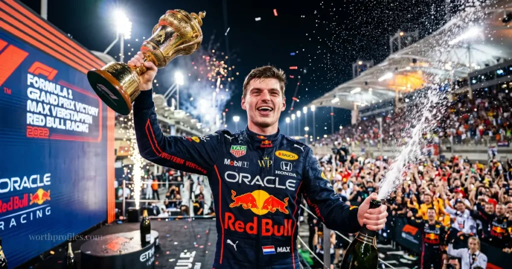 Max Verstappen Net Worth (2026): Shocking Salary, Earnings, and Income Breakdown 2 Max Verstappen championship podium celebration success