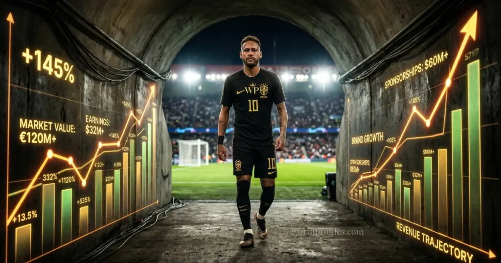 Neymar Net Worth (2026): Salary, Earnings, and Full Breakdown 4 Neymar net worth growth timeline visual