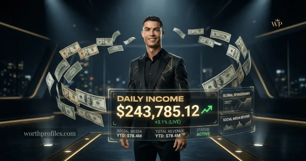 Cristiano Ronaldo Net Worth (2026): Salary, Earnings, Assets & Wealth Breakdown 7 Cristiano Ronaldo daily earnings income visualization