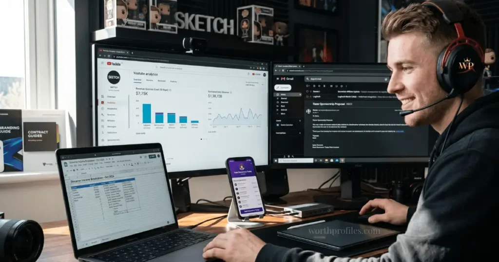 Sketch Net Worth 2026: Income Breakdown and Real Earnings 2 Streamer income sources YouTube streaming sponsorships