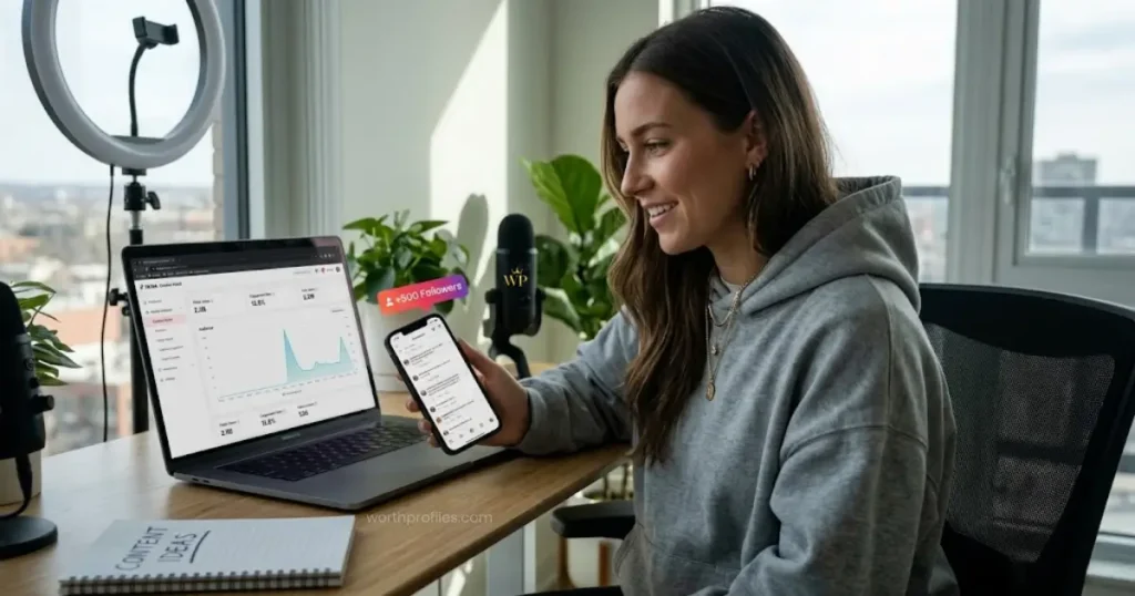 Baylen Dupree Net Worth in 2026 5 Baylen Dupree reviewing social media engagement analytics on a smartphone