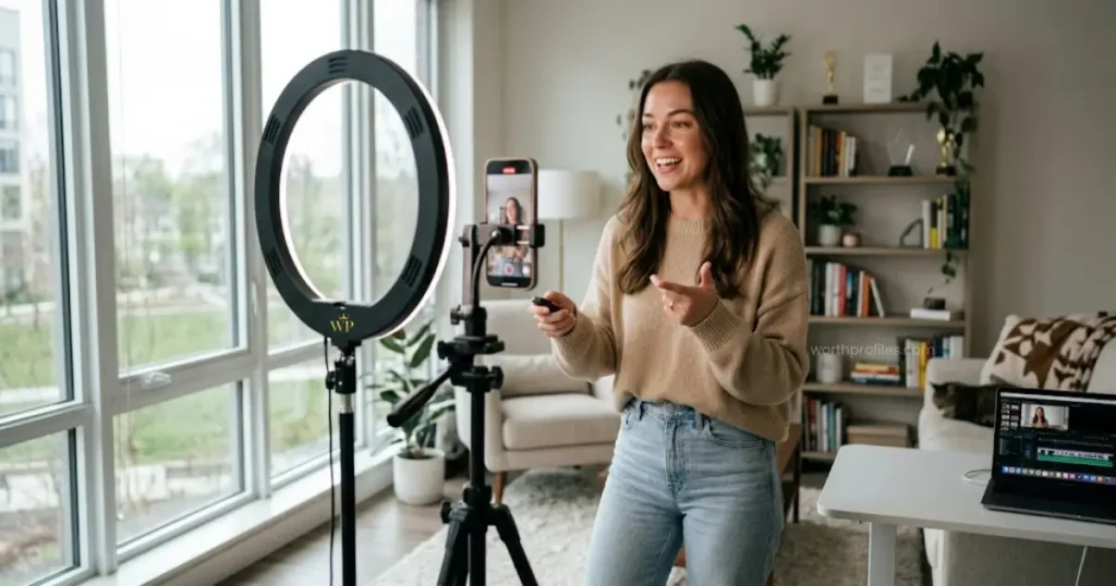 Baylen Dupree Net Worth in 2026 1 Baylen Dupree creating TikTok content in a casual home studio setup