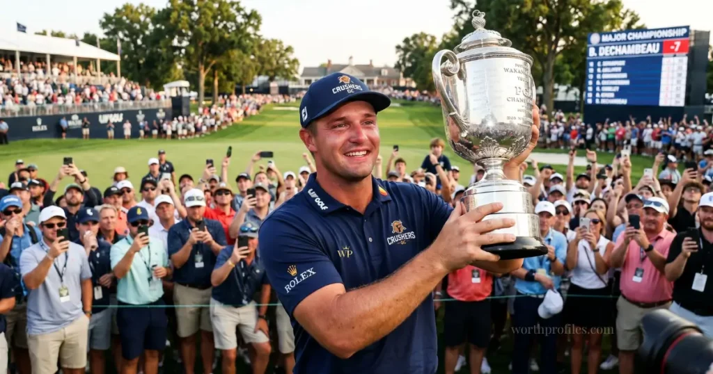 Bryson DeChambeau Net Worth in 2026 3 Bryson DeChambeau celebrating a major golf championship win