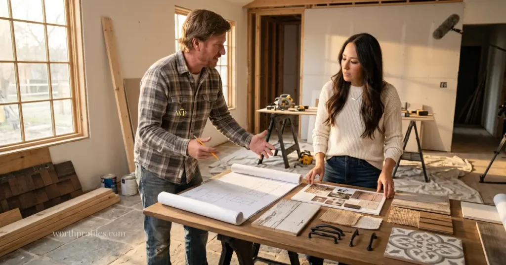 Chip and Joanna Gaines Net Worth 1 Chip and Joanna Gaines during a home renovation inspired by Fixer Upper