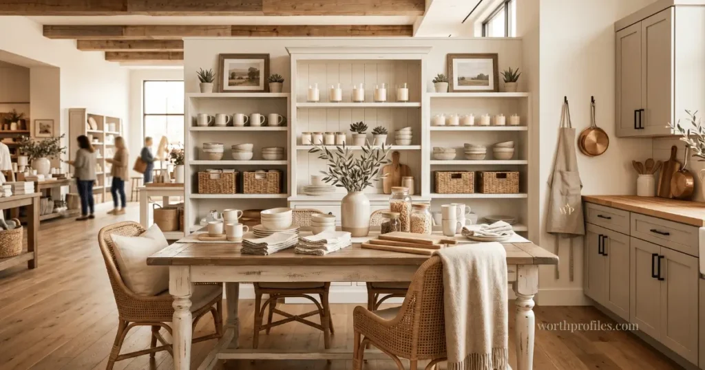 Chip and Joanna Gaines Net Worth 4 Farmhouse-style Magnolia home decor products displayed in retail setting