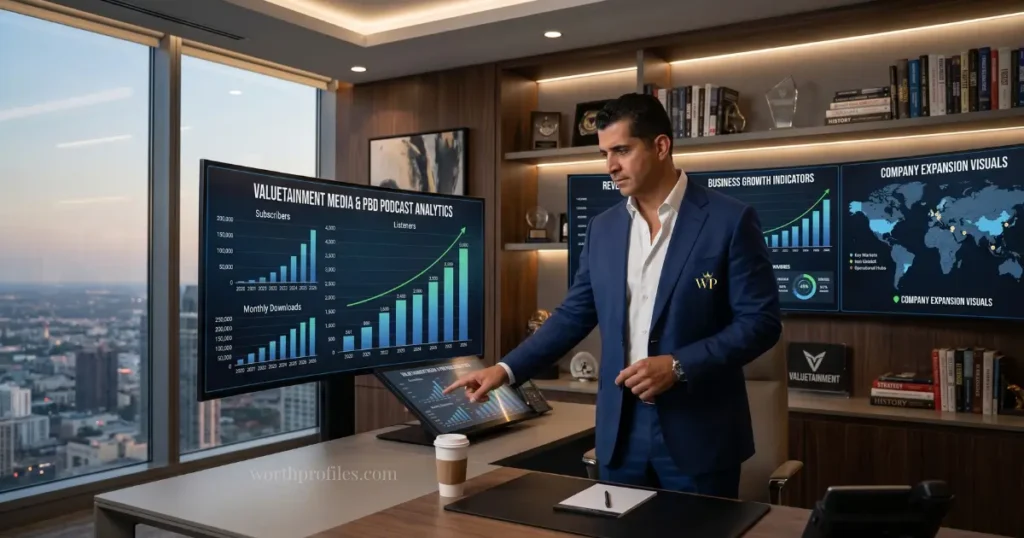 Patrick Bet-David Net Worth: How He Built His Business Empire 4 Patrick Bet-David net worth he reviewing business growth charts and media expansion plans
