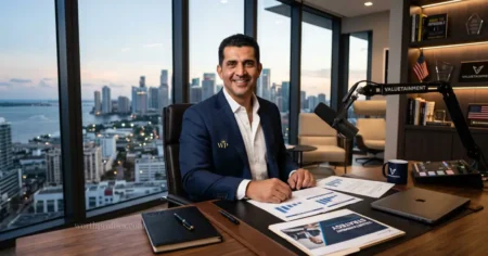 Patrick Bet-David Net Worth: How He Built His Business Empire Patrick Bet-David in a luxury office discussing business growth and entrepreneurship