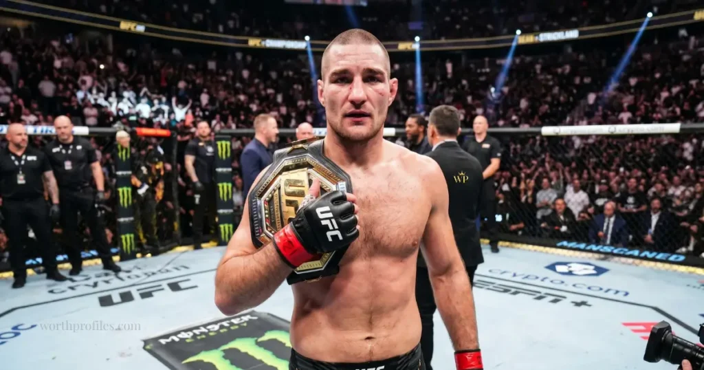 Sean Strickland during a UFC middleweight title fight in 2026