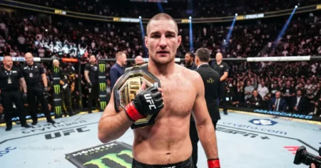 Sean Strickland Net Worth in 2026 Sean Strickland during a UFC middleweight title fight in 2026
