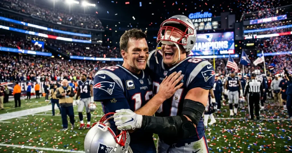 Rob Gronkowski Net Worth 5 Tom Brady and Rob Gronkowski during their NFL years together