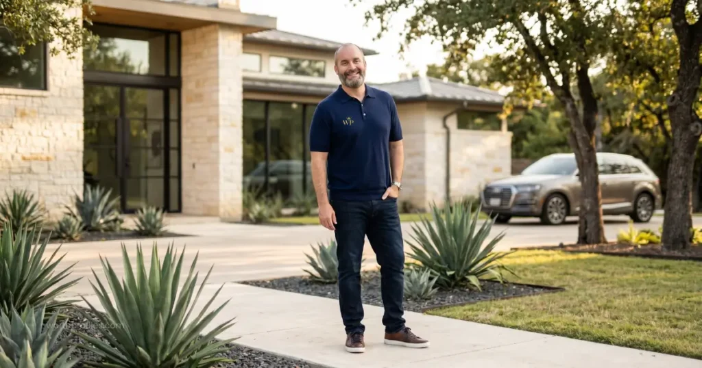 Tom Segura Net Worth in 2026 5 Tom Segura outside a luxury modern home in Texas