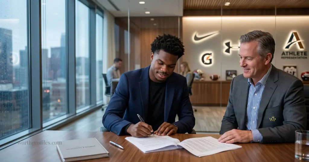 Travis Hunter Net Worth (2026): Earnings, NIL Deals & Future Salary 1 Travis Hunter NIL deals and endorsement earnings concept