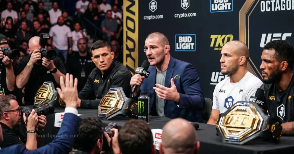 Sean Strickland Net Worth in 2026 5 Sean Strickland compared with other top UFC fighters during promotional event